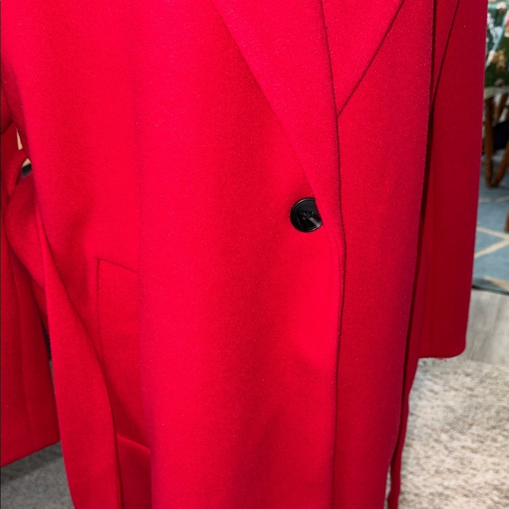 Nine West Red Belted LINED Coat elegant, business casual, feminine, colorful, Lg - Picture 4 of 9